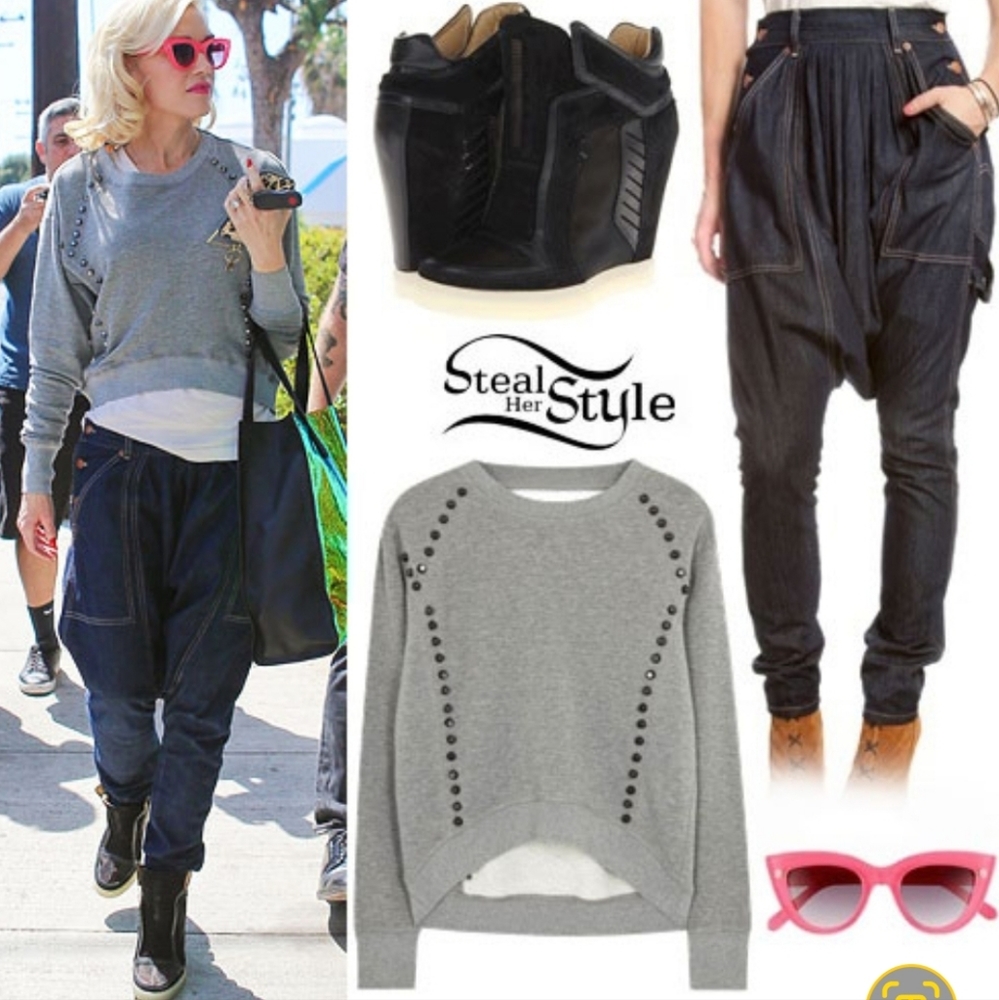 L.A.M.B. Gwen Stefani Black Harem Lace Skirt Leggings Drop Crotch Dance Pants PS